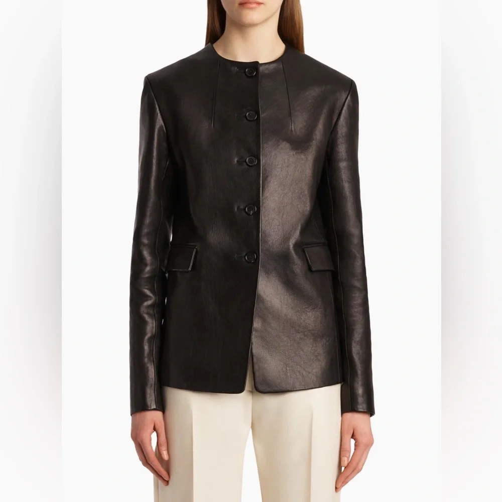 Khaite Jameson Leather Jacket, 4, Black - Picture 11 of 17